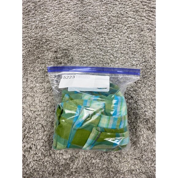 Vtg Fruit of the Loom Robe Men Medium Green Madras Plaid Permanent Press 80s 90s - Picture 8 of 9